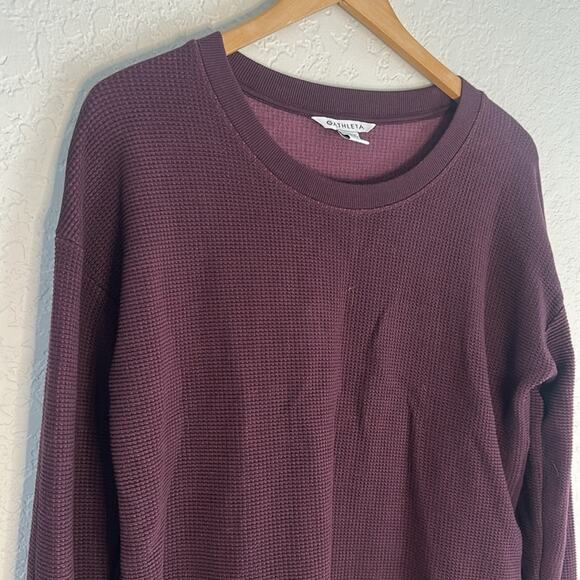 NEW Athleta Coaster Luxe Waffle Athleisure Sweatshirt Wine Plum Fall Outdoor - Picture 3 of 8